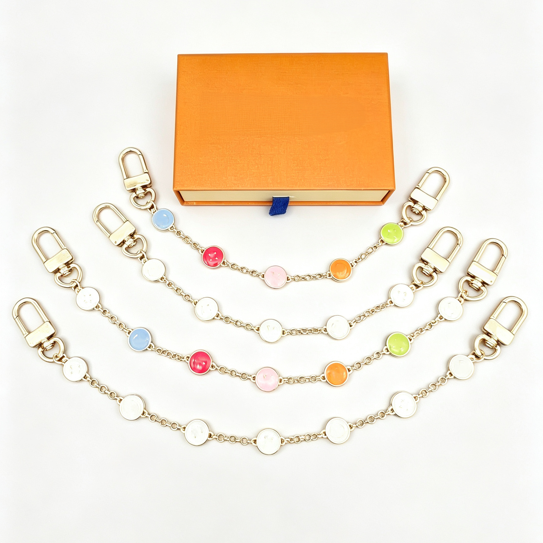 Luxury Designer Enamel Disc Bag Extension Chain Gold Plated Metal Purse Charm Strap Decorative Replacement Chain for Handbag DIY Bag Accessories