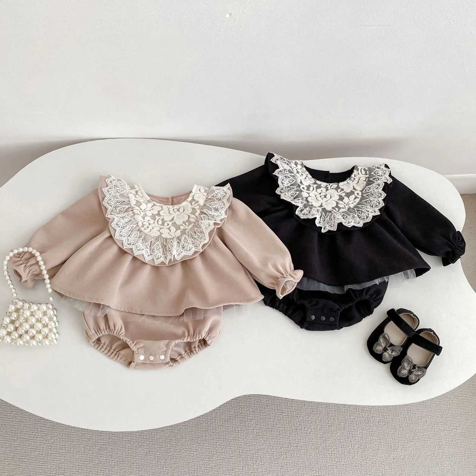 Baby Clothes 2025 Autumn 6813 New Baby Girl Princess Jumpsuit Korean Lace Lotus Leaf Collar Rper Skirt Climbing ClothesW260917