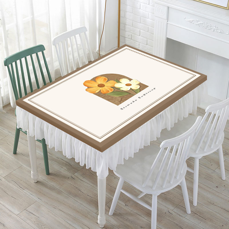 Nappe rectangulaire de Style crème personnalisée, résistante à l'huile, imperméable et sans entretien, facile à nettoyer, nouveau Design minimali