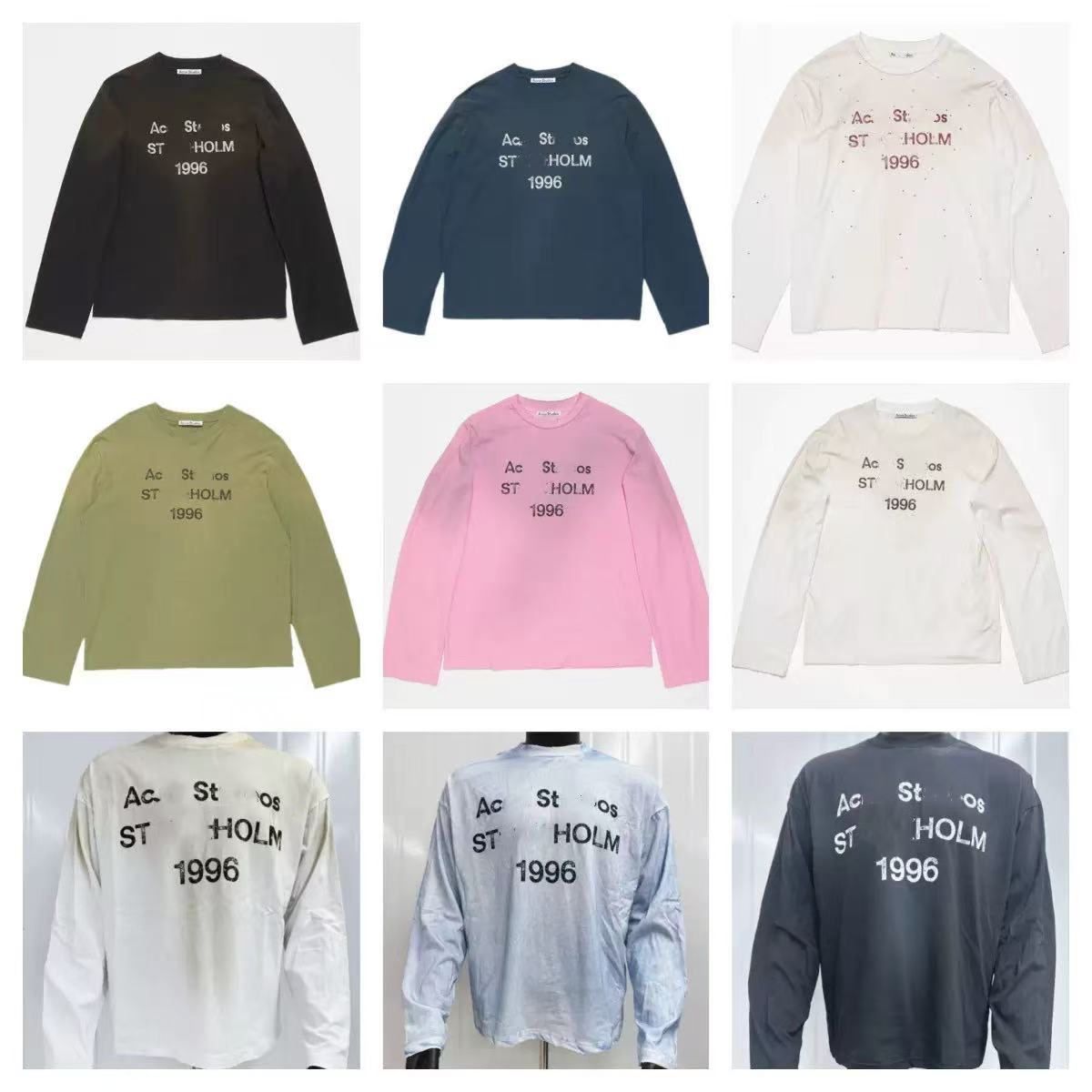 Ac 1996 Shirt Designer Shirt Unisex Cotton Long Sleeve T Shirts Washed Vintage Graphic Tee Stylish Crew Neck Casual Tops for Outdoors Streetwear Loo