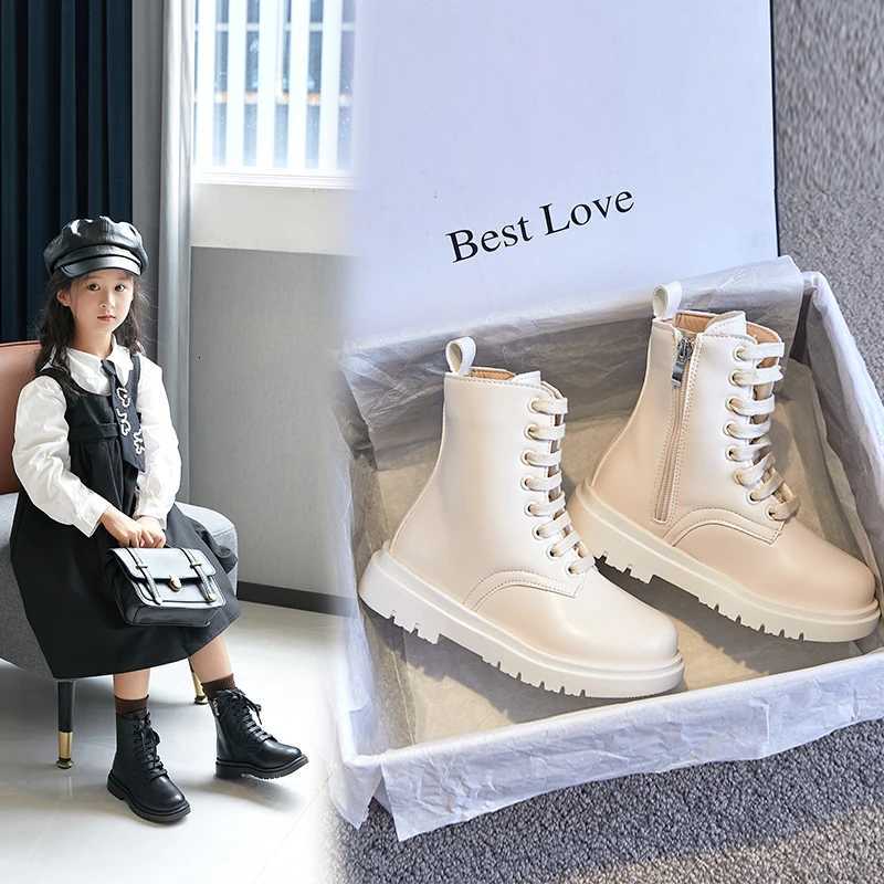 Children's Padded Fashion Leather Boots 3-18 Beige Boys Short Boots Solid Color Soft Mid Help Girls Shoes Black Kids Boots X260917
