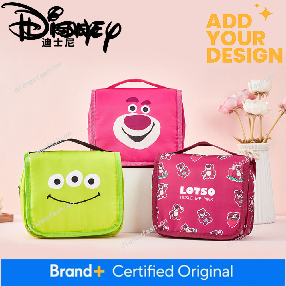 Disney Strawberry Bear Cute Makeup with Wet and Dry Separation, Large Capacity Portable Hanging Travel Toiletry Bag c5