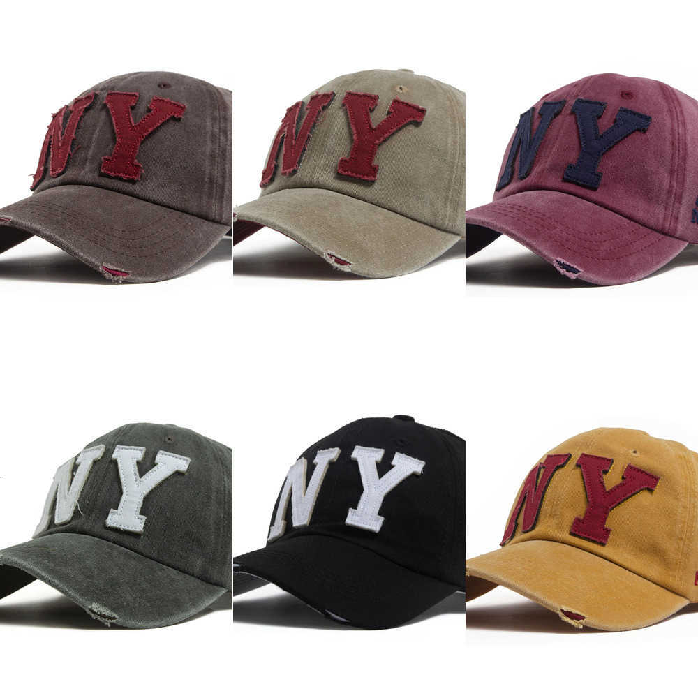 Top Soft Washed Baseball Vintage Cap Fashion Big NY Letter Patch Style Snapback Men Women Hat Casual Visor For Outdoor Sports J260917