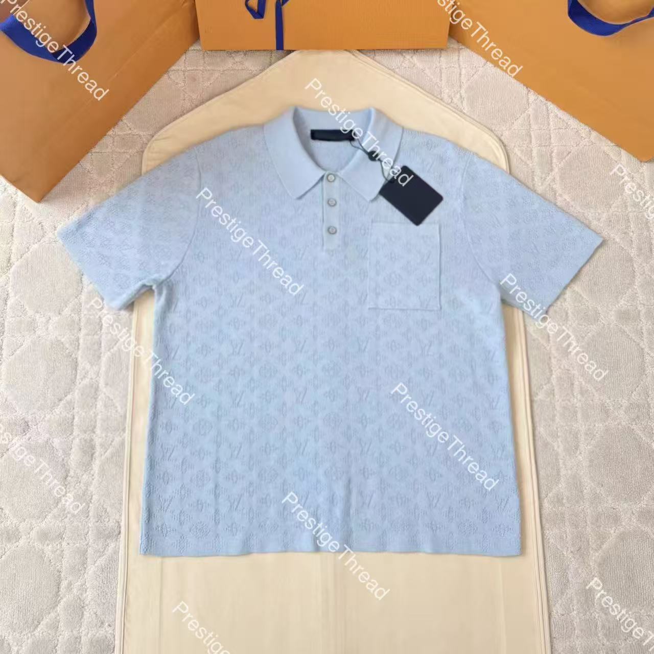 Designer brand high-quality men's T-shirts, polo shirts, hollowed out jacquard knitted men's polo shirts, daily wear