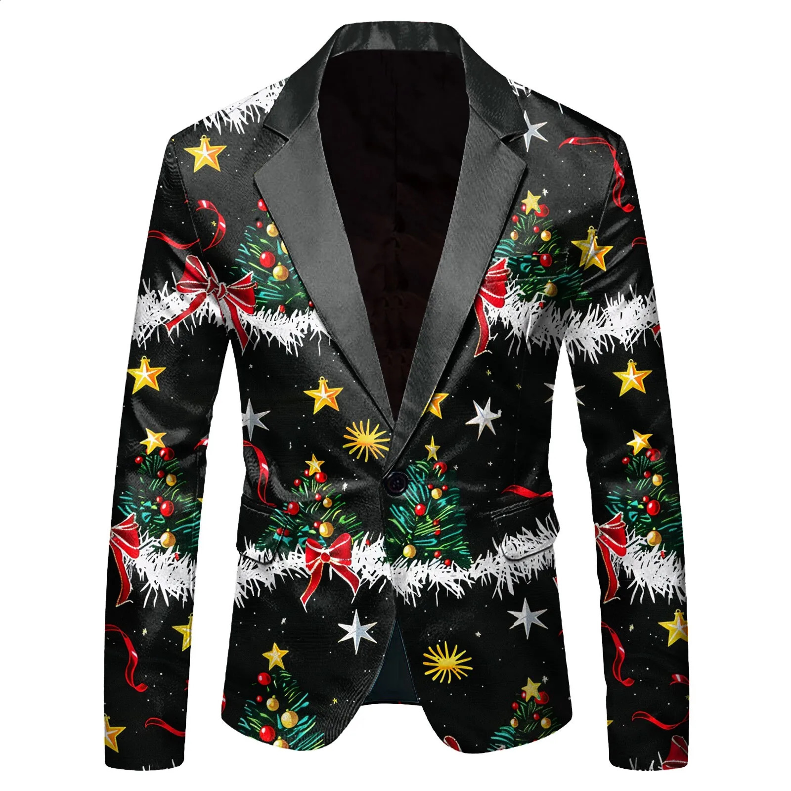 Mens Christmas Printed Suit Jacket Fashion Fitness Overcoat Multicolor 2026 Trendy Notch Collar Jackets Trajes Para Hombre 260918