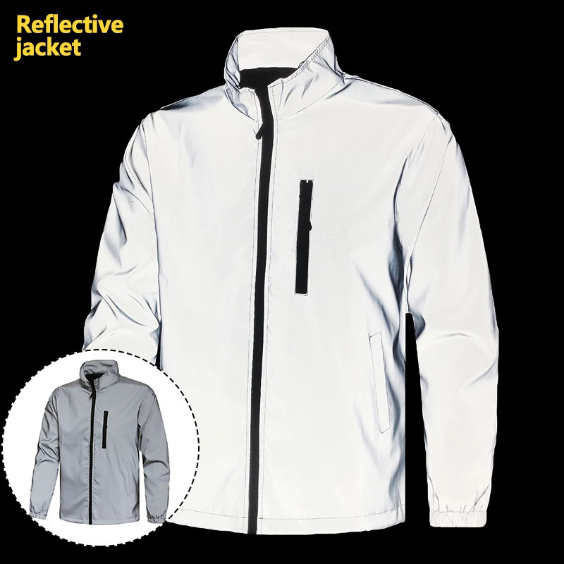 Night Reflective Jacket Men's Spring Casual Stand Collar Outdoor Windproof Jogger Cycling Safety Bright Coats Hip Hop Streetwear 260917