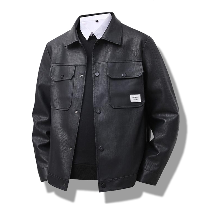 Spring Autumn Mens Faux Leather Biker Jacket Motorcycle Coat Multi-Pocket Fashion Casual Streetwear Outwear 260917