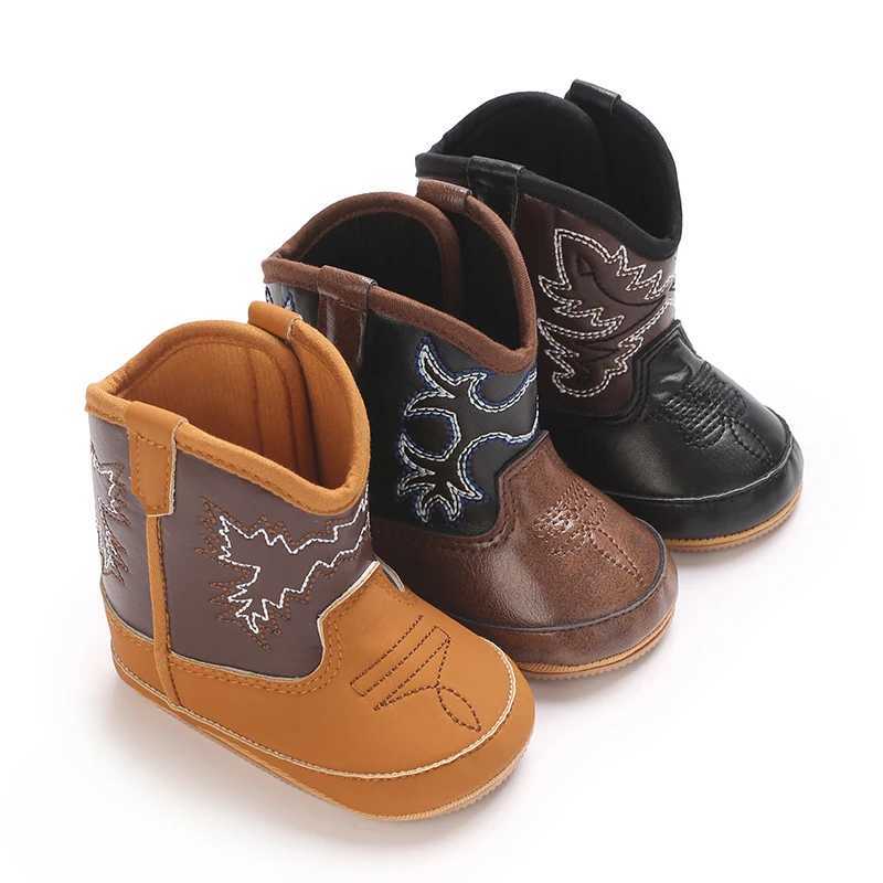 Fashionable and popular Rubber baby shoes Western denim midsole boots autumn and winter warm and anti slip casual walking shoes Q260916