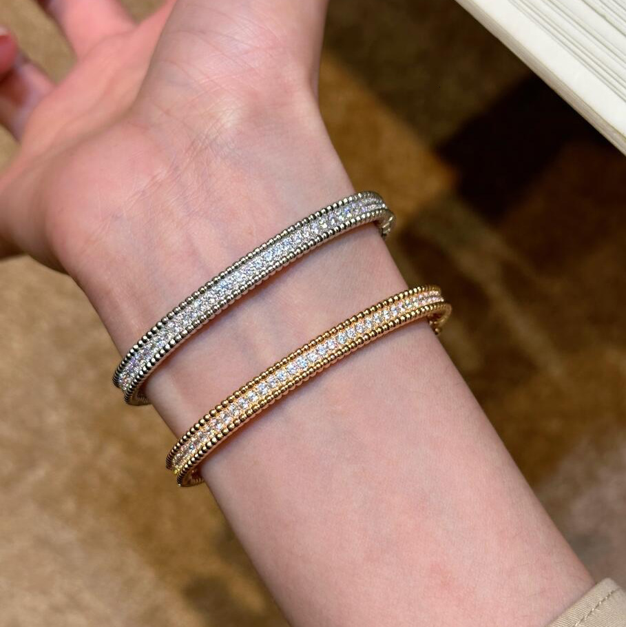 Fanjia High Version Beaded Edge Full Circle Diamond Bracelet For Women Light Luxury Versatile Rolling Bead Edge Champagne Gold Star Bracelet For Wom