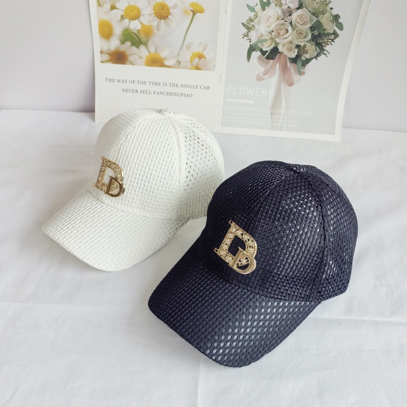 Trendy Summer Mesh Breathable Sun Hat, Handmade With A Large D Logo, Simple And Stylish Baseball Cap For Casual Wear Luxury Cap Brand Designer Hat