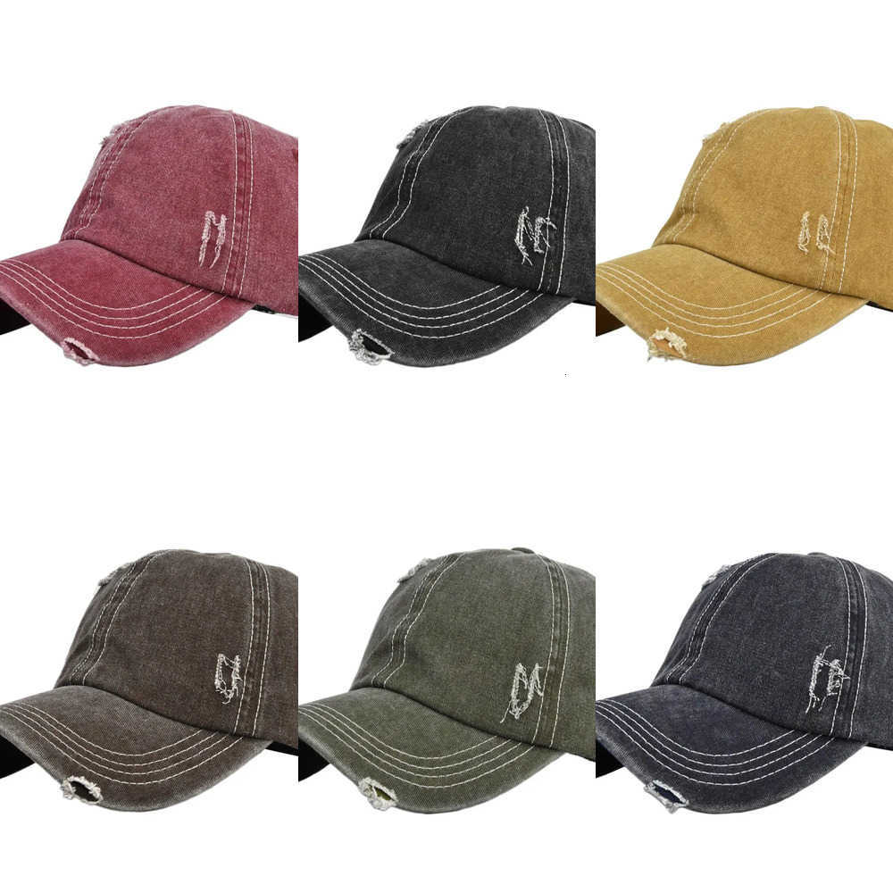 Baseball Ripped Vintage Cap Denim Washed and Distressed Adjustable Old Men Women Vintage Outdoor Trendy Streetwear Snapback Cap J260917
