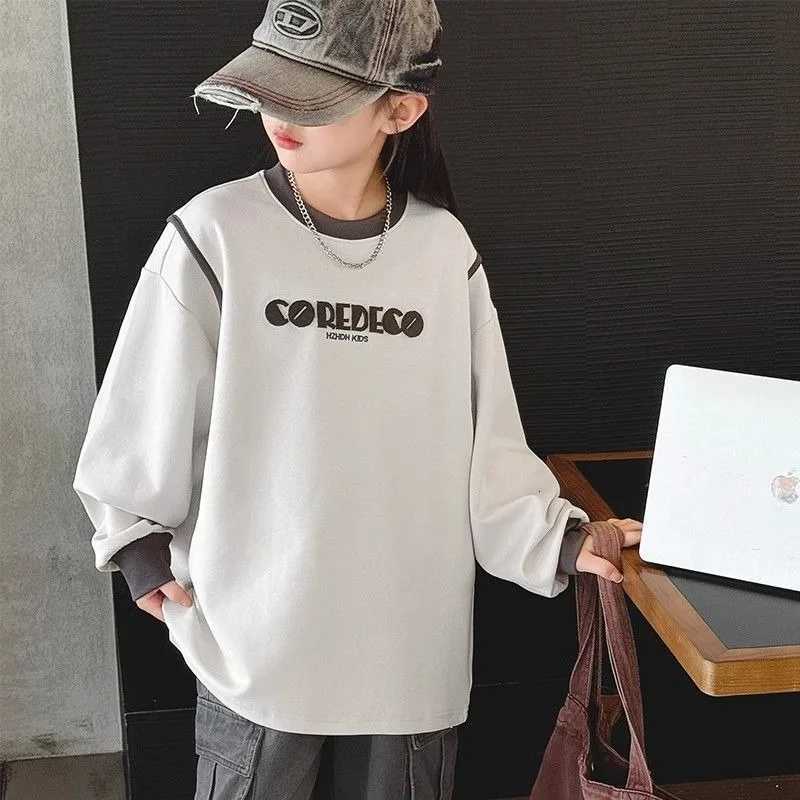 Loose Spring/Autumn New Girls' 2025 Fit Long Sle Polo Slish Trendy Sweatshirt for Middle Big KidsW260917