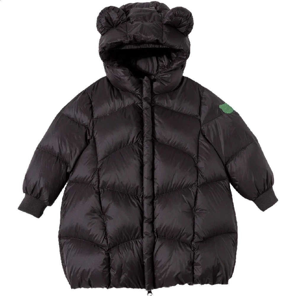 2026 Kids Winter Children's Amila Long Down Jacket With Bear Ear Hoodie Design Rain Resistant Snow 90 White Duck Down FillW260917