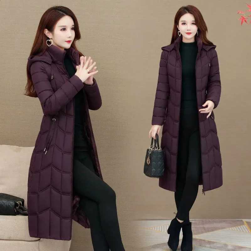 Winter Jacket Women X-long Thicken Down Coat with A Hood Straight Elegant Outerwear 2023 Korean Fashion Female Parkas H260917