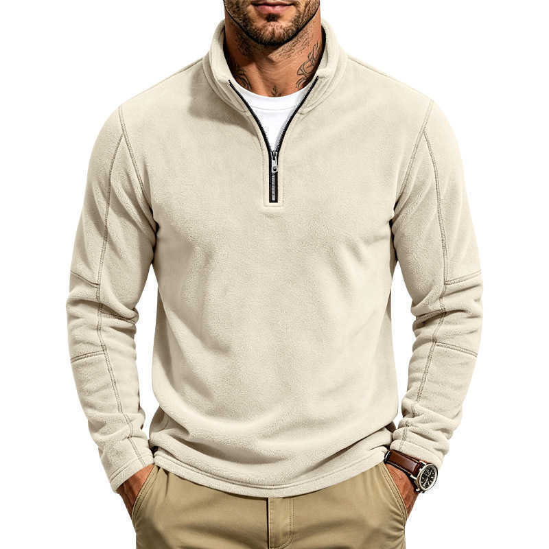 Fleece Zip Polar Men's Quarter Pullover Stand Collar Long Sleeve Casual Warm Sweatshirt For Autumn Winter Daily Commute Wear C260915 C26091511