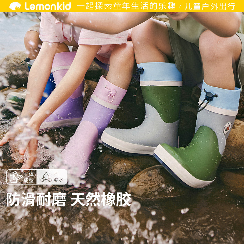 Lemon Baby children's rubber boys and girls, non-slip hxdnice_shop water shoes, long high-tube rain boots for elementary school students aged 6