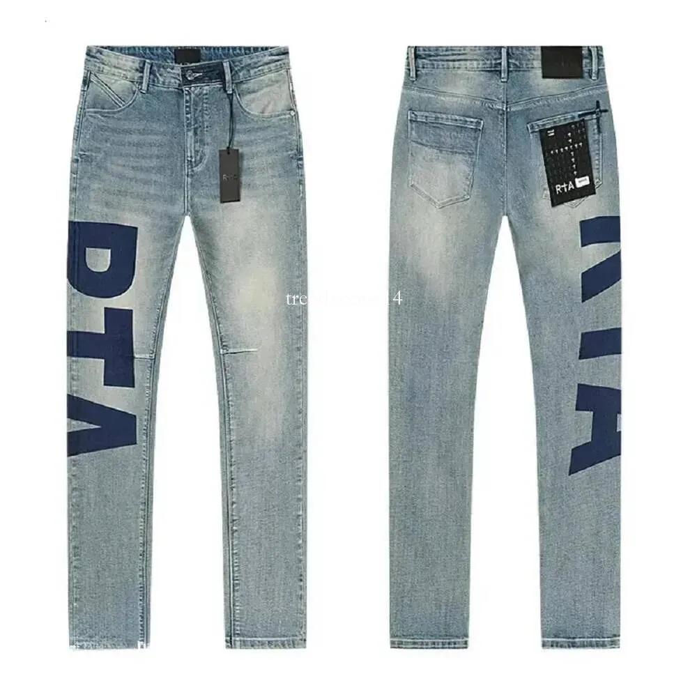 rta jeans men Mode rta jeans Distressed Slim Fit Denim Olivier Empilé Skinny Jeans Lavé Noir Bleu Gris Casual Highlight Pantalon Luxe mode classi