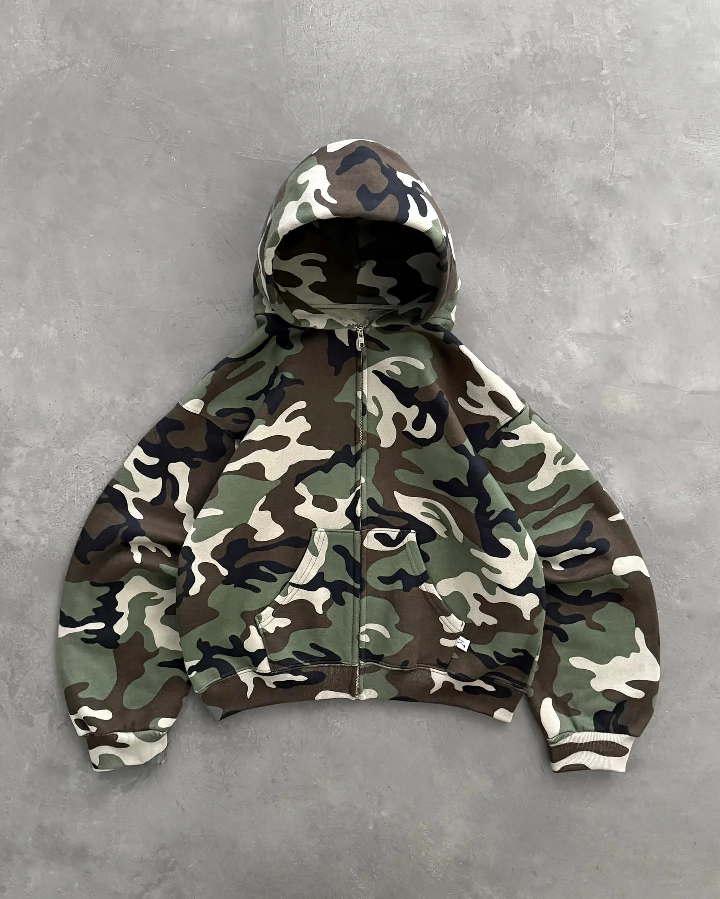 Y2K Retro Olive Drab Zip Up Hoodie Men Casual Loose Camouflage Pattern Zipper Sweatshirt Streetwear Hip Hop Unisex Camo Clothing 260918