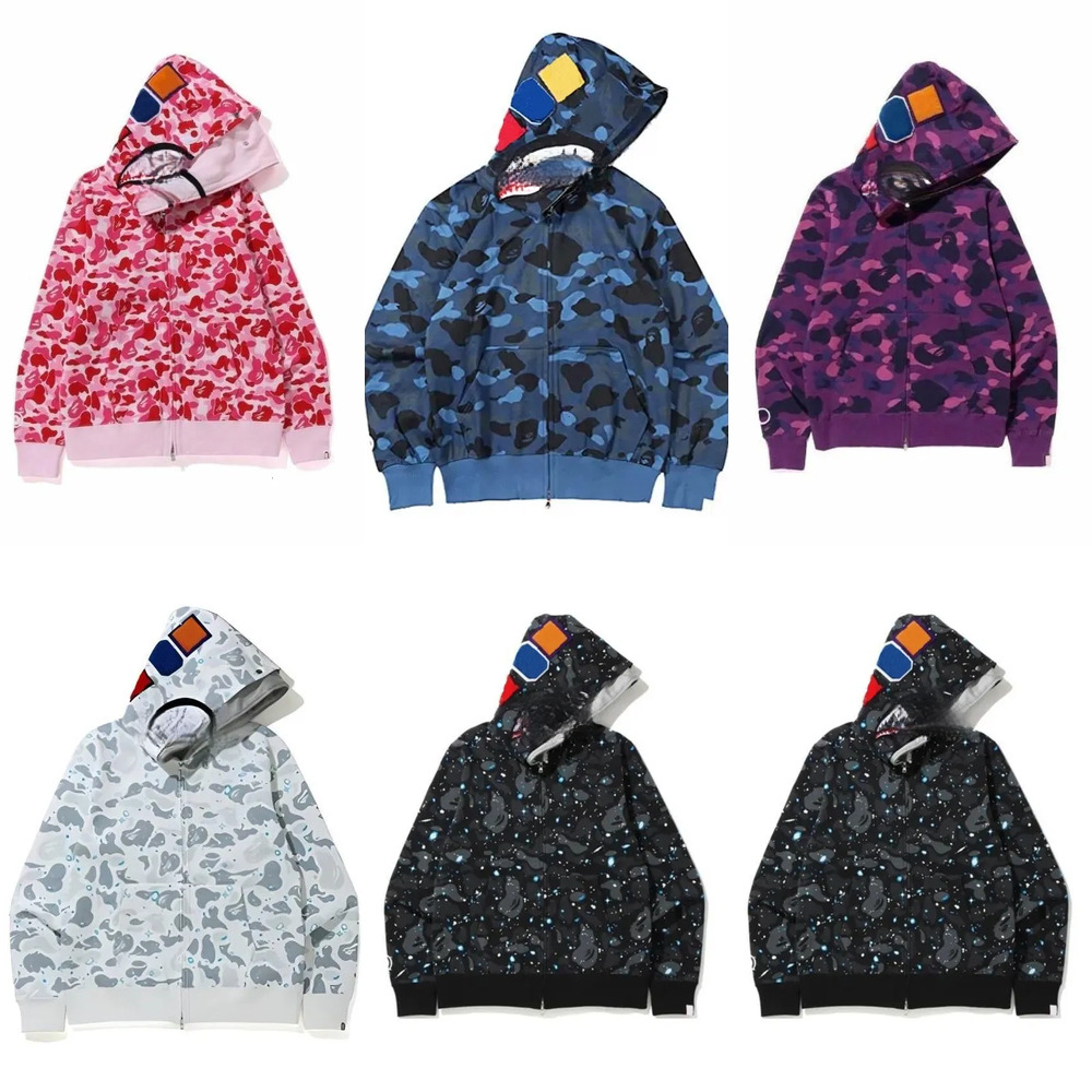 Mens Womens Hoodies Designer Hoodie Men Women Shark Print Long Sleeve Zip Up Sweatshirt Casual Streetwear Fashion Clothing Daily OutfitY