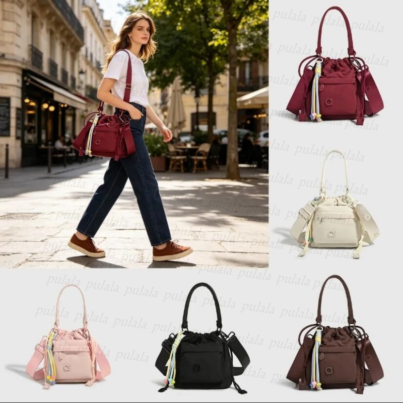 Women's Mini Bucket Bag Designer Bags 2026 Trends Yoga Bag Drawstring Crossbody Handbag Colorful Rope Detail Fashion Commuter Shoulder Bag Pink