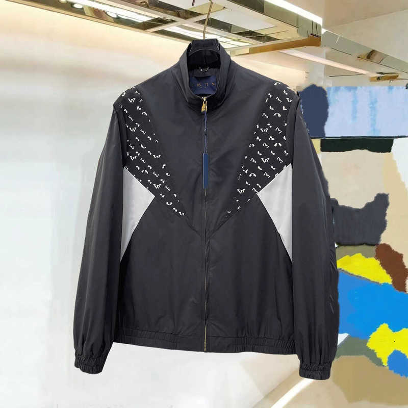 Men's Jackets designer New Trendy Brand Monogram Full Print Color Block Fashion Versatile Stand-Up Collar Jacket Coat IH0E