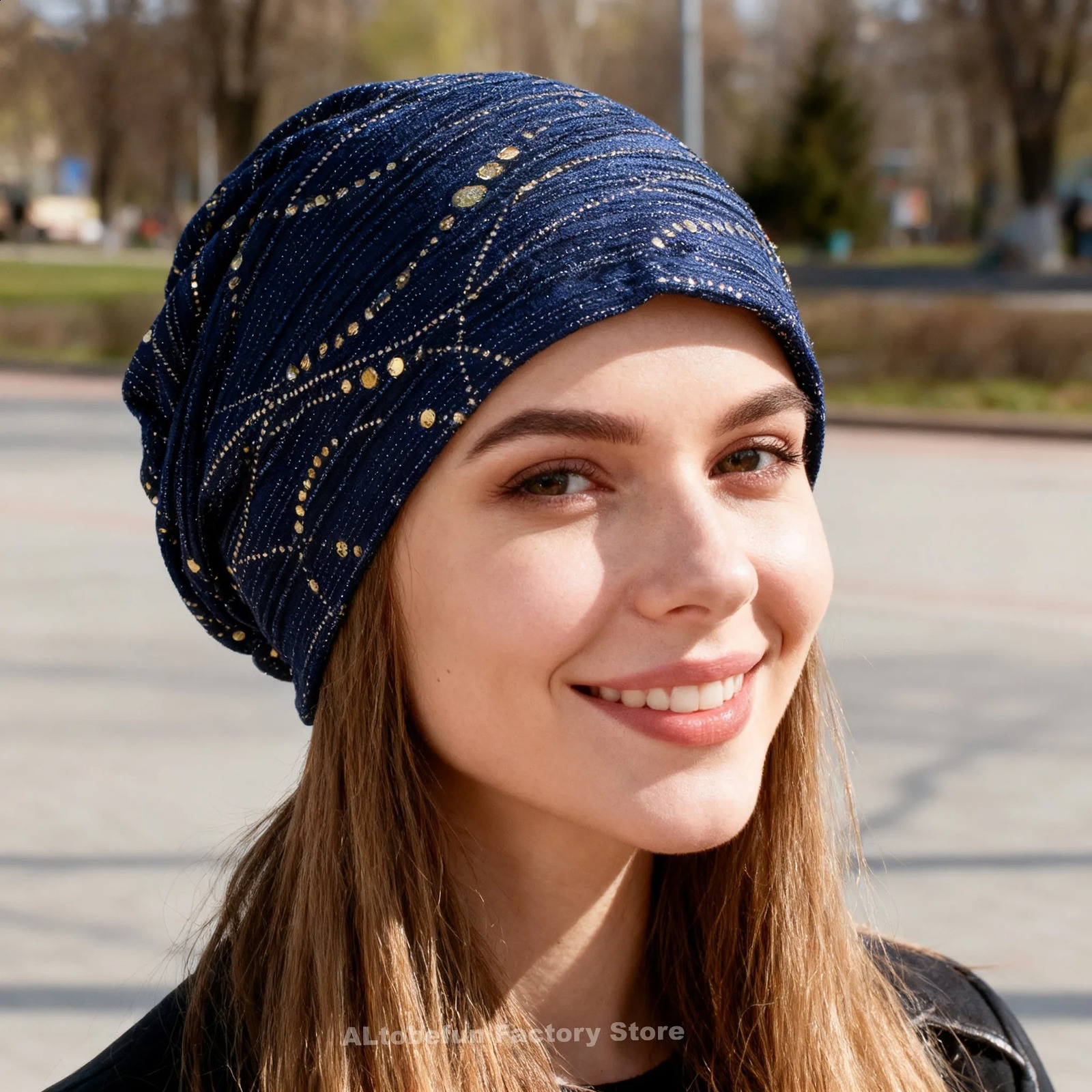 Autumn Spring Thin Girl Skullies Beanies Lady Fashion Striped Hats For Women Feminino Lace Turban Cap HT902 260917