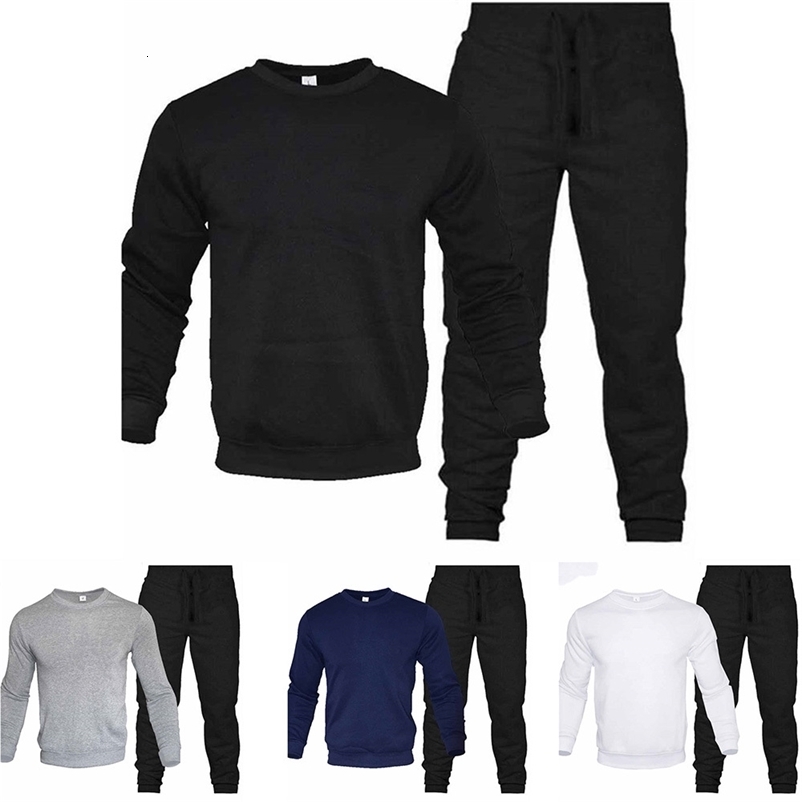Men's Two-Piece Set O-Neck 2 Pieces Sets Tracksuit Hooded Sweatshirt Drawstring Pants Male Sport Hoodies Running Sportswear 260917