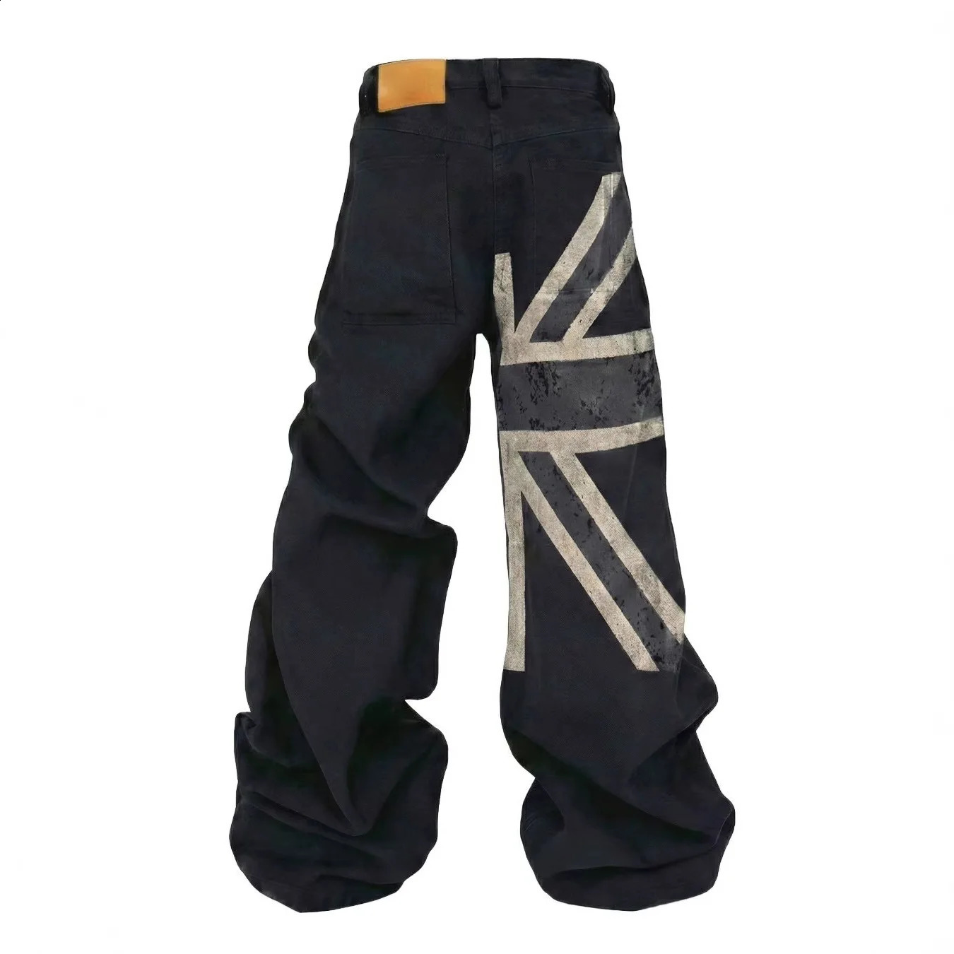American Retro Distressed Jeans Fashion Print Y2K Flag Street Personality Jeans for Men and Women Punk Washed Jeans 260918