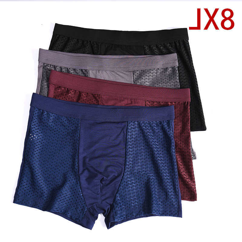 Fiber Underpants Banboo L-8XL Plus Men Underwear Male boxer Solid Panties Shorts Men's Underpants Breathable Intimate Man boxers 4pcs D260918