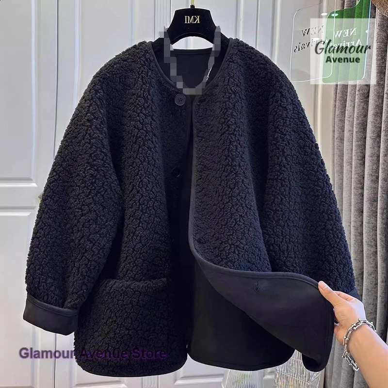 Korean-style lambswool coat women's autumn and winter fashion sweater hooded loose Joker leisure thickened plus size coat. 260917