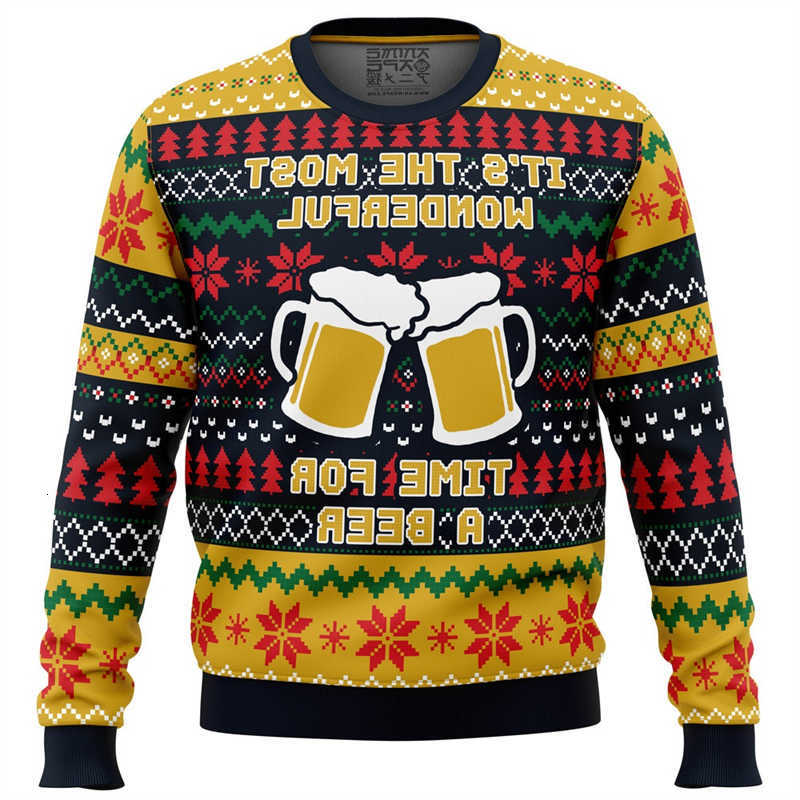 Beer Christmas hoodie New Christmas Season 3D Printed Men's Ugly Christmas Sweater Winter Unisex Casual Holiday Party Women Pullover C2609151