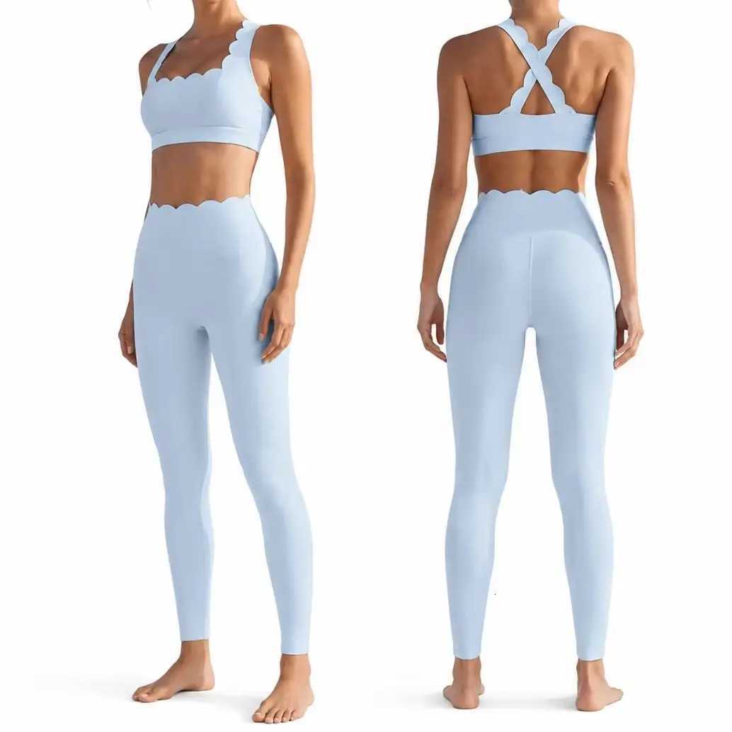 Gym Suit Two Pieces Fitness Yoga Set Women Solid Color Super Streth Slim Fit Running Sportswear Breathable Workout Clothes Q260917