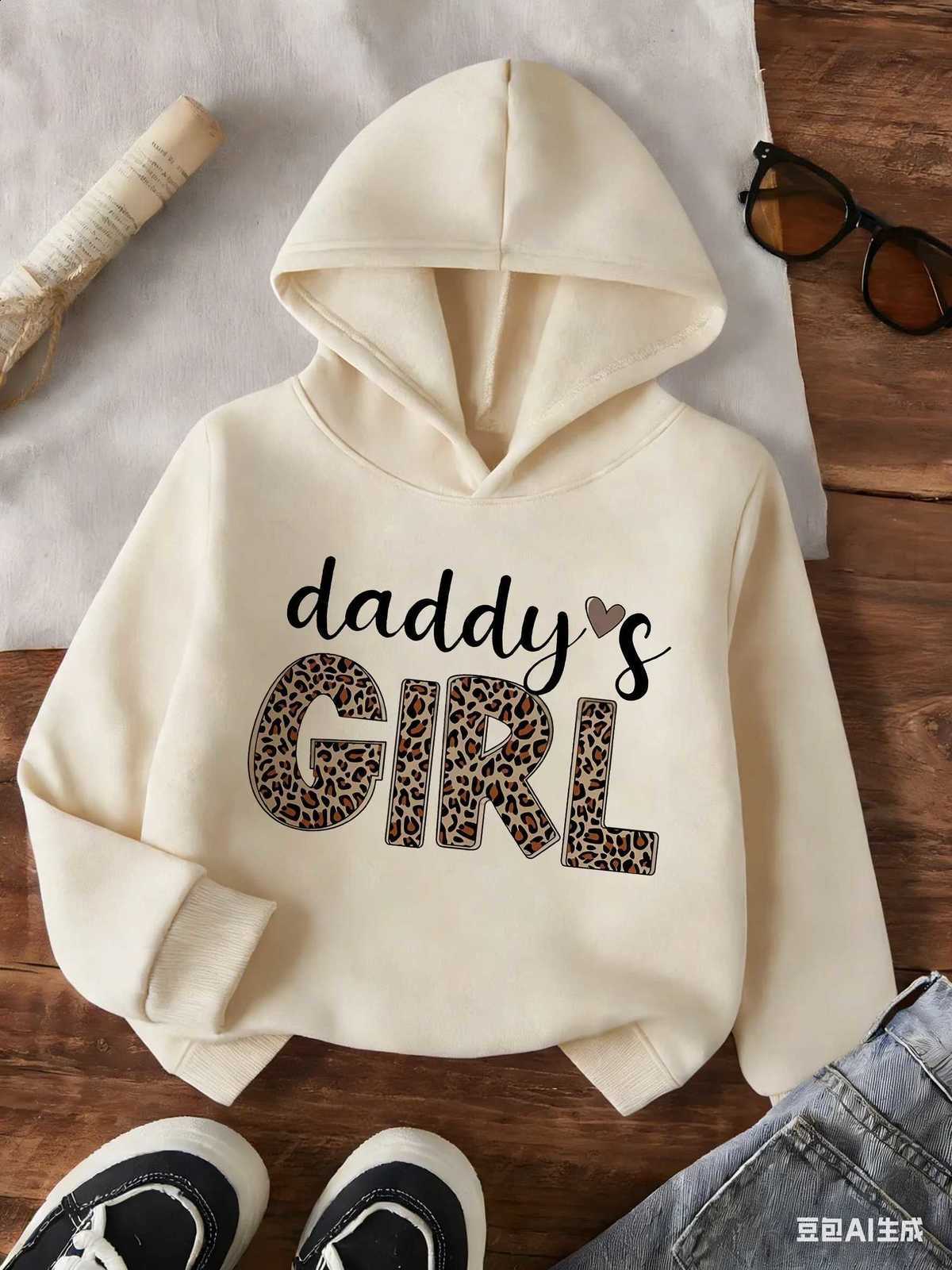 GIRL Hoodies kids Girl Daddy's Leopard Print Letter Creative Casual Design Children's Sweatshirt Cute Hoody Autumn Winter CasualW260917