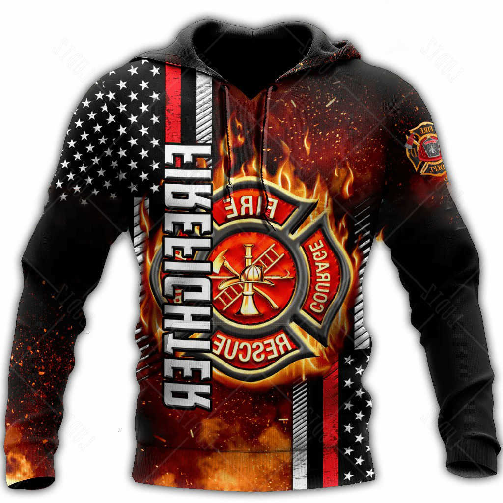 3D Firefighter Hoodies Men's Hoodie Print Tops Autumn Long Sleeved Streetwear Designer Hooded For Men Clothing C260915 C260915111