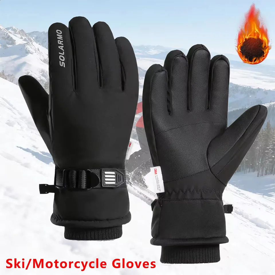 Winter Thermal Gloves Fleece Lined Ski Cold-proof Gloves Non Slip Touch Motorcycle Cycling Men's Gloves Snowboard Accessories 260917