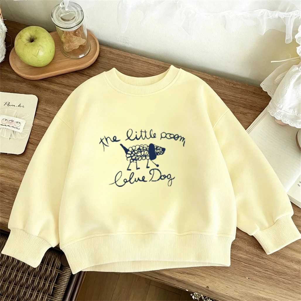 Boys w Blue White Hoodie And Girls Fashion Clothes Round Neck Plovers Toddler Cute Simple All-match Long SleW260917