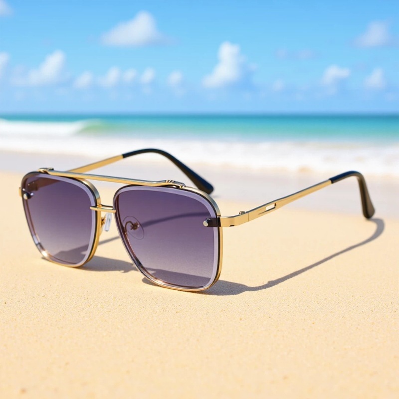 New Double-Beam Metal Sunglasses For Men And Women American Fashion Polarized Sunglasses, UV Protection Driving Cycling Elite Eyewear Women High Str