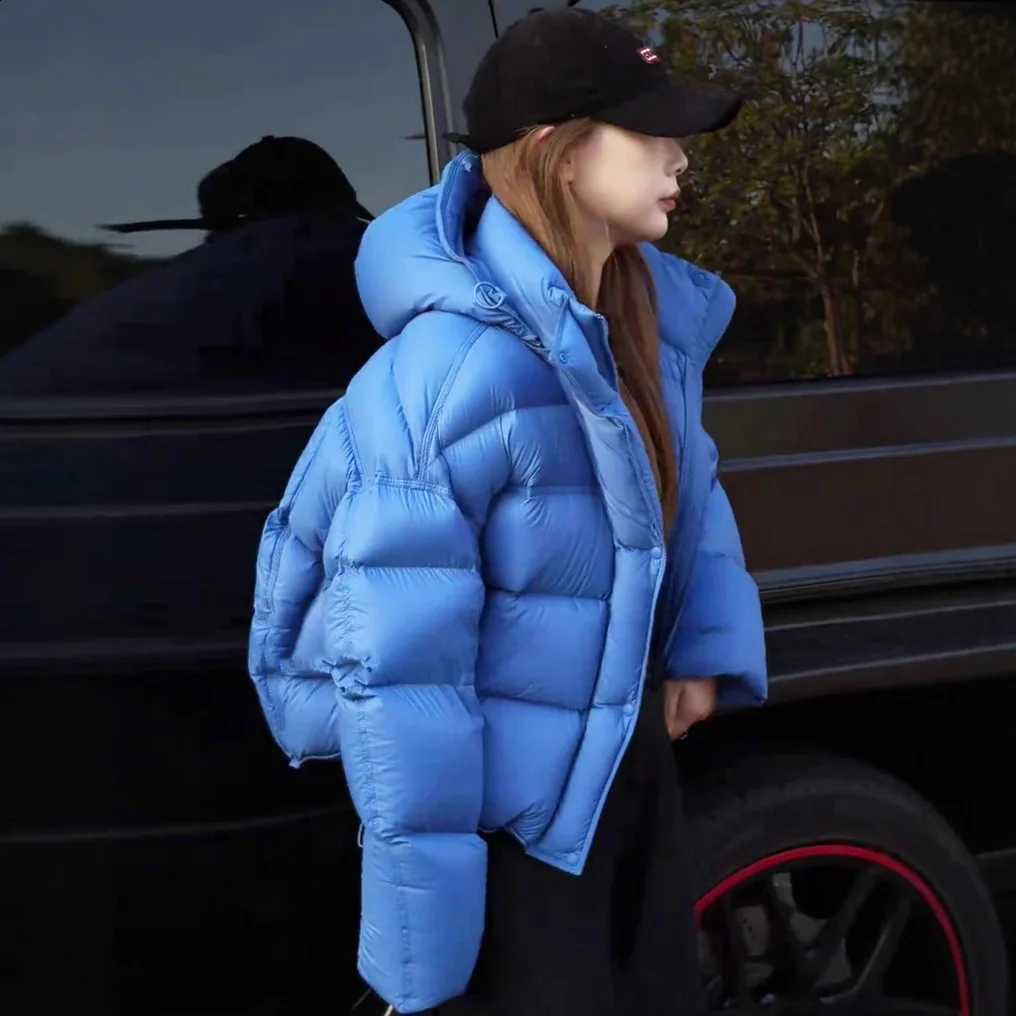 2027 New Autumn Winter White Duck Down Jackets For Women Solid Thick Warm Loose Parkas Female Hooded Zipper Puffer Coat H260917