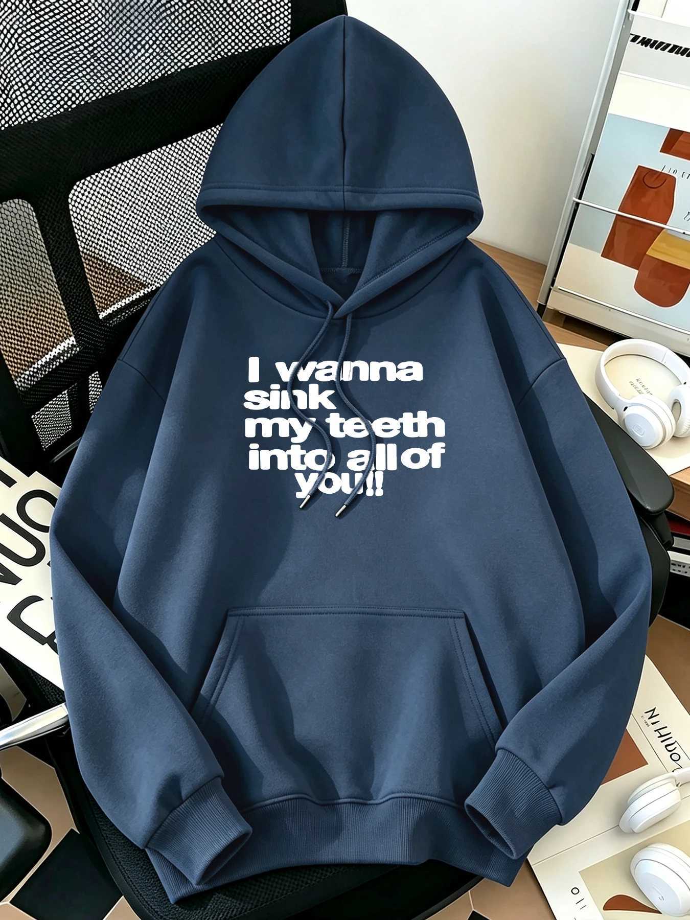 I Wanna Sink My Teeth Into All Of You Pattern Women Basic Soft Sportswears Warm Comfortable Hoodie Loose Hip Hop Long Sved S26091857TF