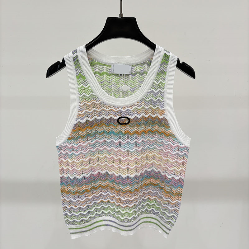Women Y2K Sexy Tanks Striped Dopamine Slim Fit Ribbed Multicolor Cropped Tops Summer Layering Party Stretchy Resort Vests