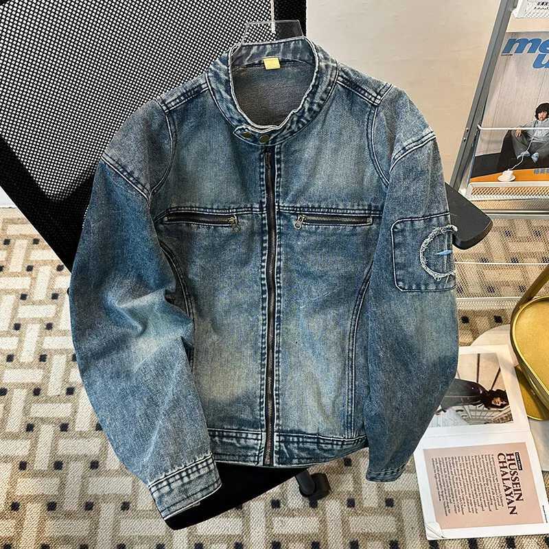 American vintage do old wash texture loose casual denim Jacket male zipper Couple Jacket Men's Fashion trend Coat S2609187DA8