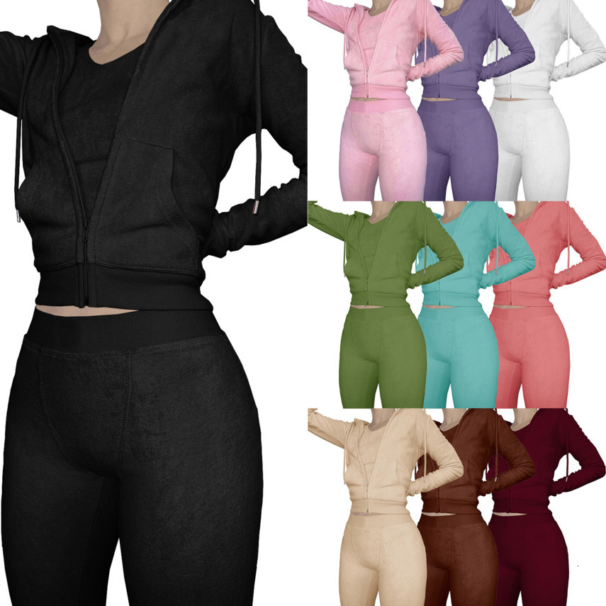 Winter Plus Size Clothing Tracksuits Women 3 Three Piece Set New Double Sided Fleece Vest Hooded Long Sleeve Coat And Slim Trousers Track Suit