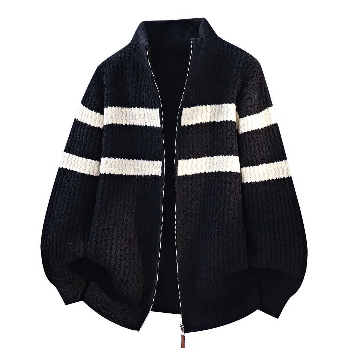 New Autumn/Winter Outdoor Sports Thickened Warm Striped Knitwear Men's Casual Loose Plus Size High-Quality Sweater M-4XL S2609184OXD