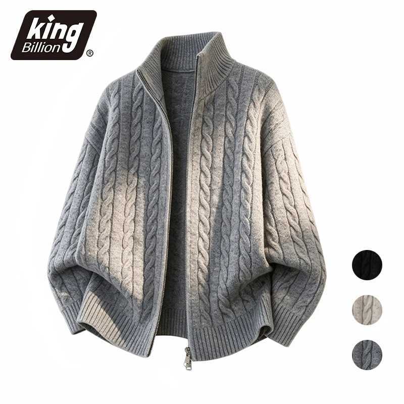 Autumn Fashion Sweatercoat for Men Mock Neck Old Money Jacquard Zipper Cardigan Solid Color Simple Style Knittedwear S260918ITQO