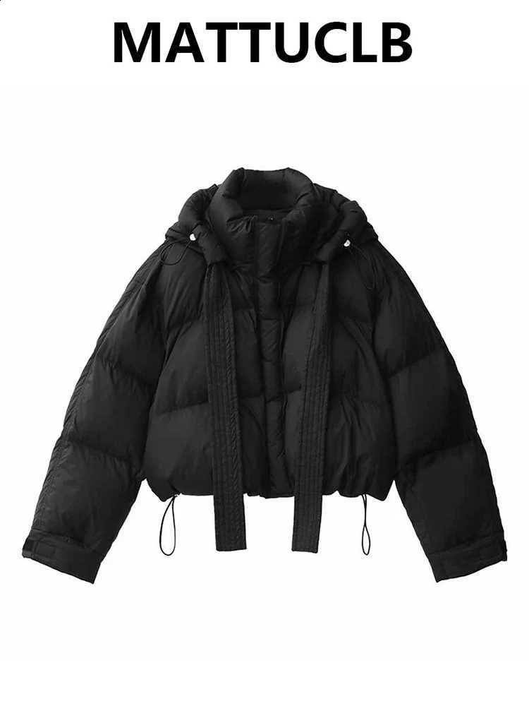 2025 Autumn Winter Women Y2k Japanese Black Hoodie Padded Jacket Stand Collar Down Jacket Korean Thick Parkas Outwears Tide New H260917
