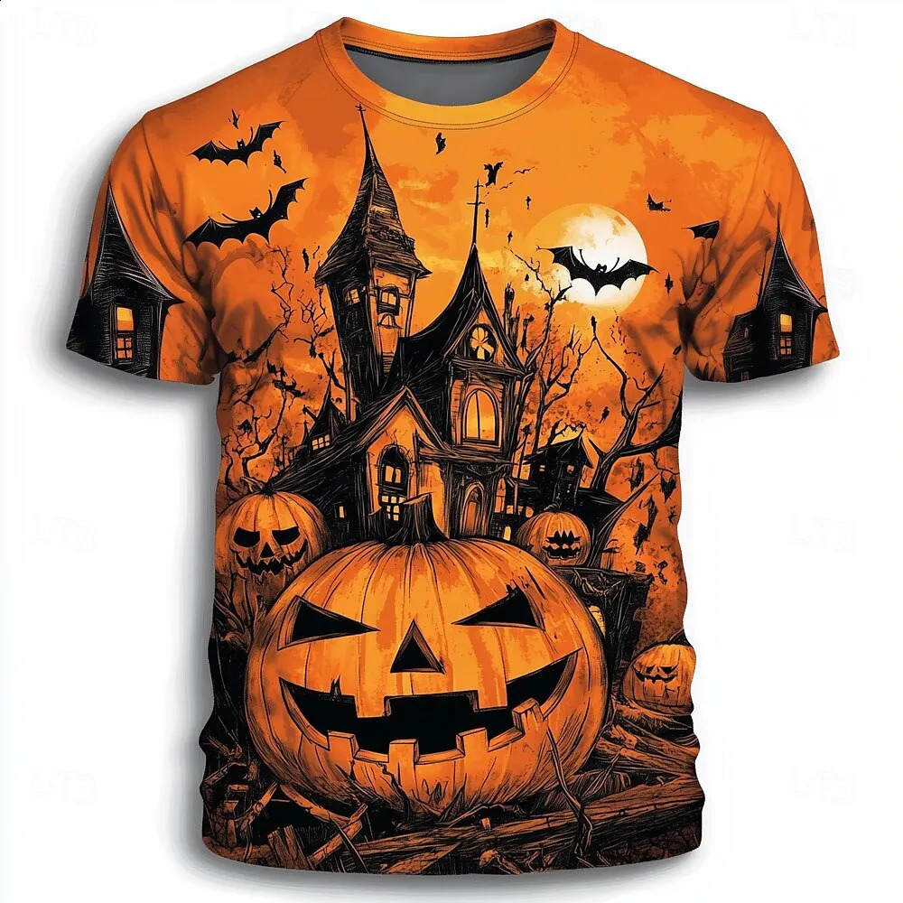 Pumpkin Graphic 3D Print Mens Womens TShirt Halloween Theme Family Party Short Sleeve Tees Oversize Round Neck Unisex Clothes 260918