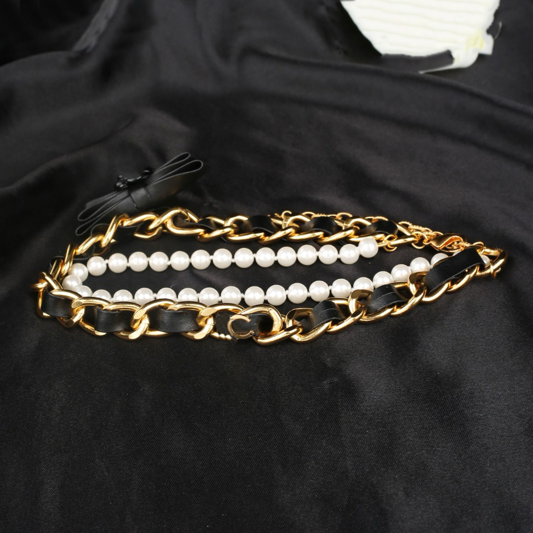 Designer Pendant Necklaces C Chokers Luxury Internet celebrity Women Fashion Jewelry Metal leather Pearl Hip hop Style Heavy Pendant CC hjkljh56