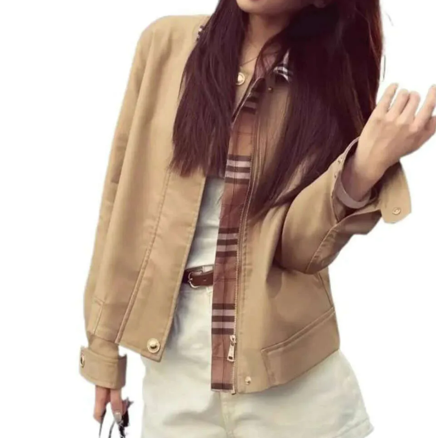 Autumn High End Short Women's coat Spring inspired madras collar plaid short jacket for women, old money style, relaxed and loose fit, versatil