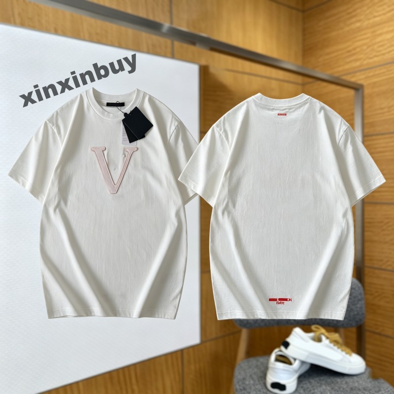 xinxinbuy Men designer Tee t shirt patch Letter Jacquard Gradient Color Block Knit Fabric Letter Embroidery Pocket cotton short sleeve women red blu