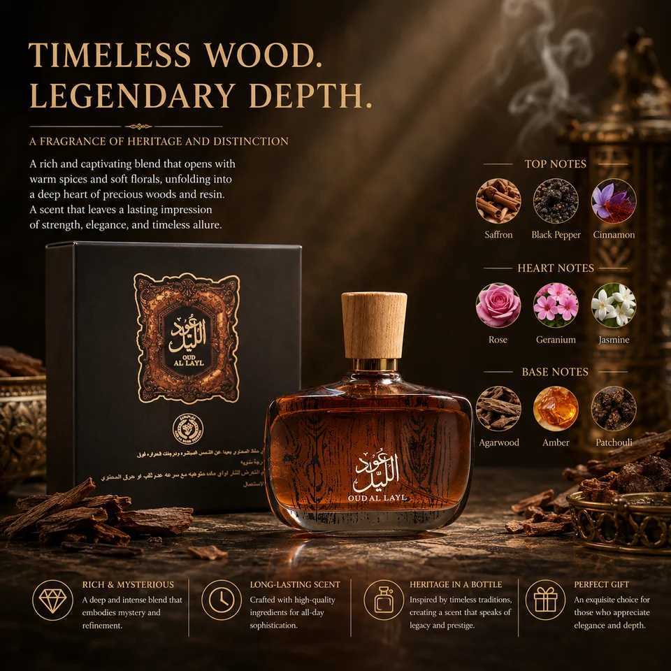Al Luxury Oriental Oud Layl Eau De Parfum Long Lasting Fragrance Spray For Men And Women Arabian Perfume Body Mist Scent M260917